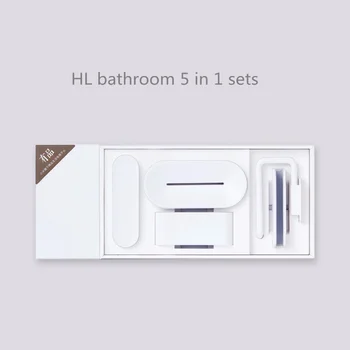 HL kúpeľňa 5 in1 držiaky na Mydlo, Zubnú Háčik Úložný Box a Držiaka Telefónu pre Kúpeľňa so Sprchou Izba Nástroj