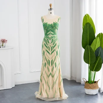 Sharon Povedal Luxusný Dubaj Zelená Morská víla Večerné Šaty 2023 Elegantné Korálkové Lila Dlho Formálne Šaty pre Ženy, Svadobné Party SS275