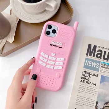 Ružová Silikónová Barbie Smartphone Prípade Y2K Dievčatá Iphone 1213Promax Držiteľ Módne Žena 3D Telefón Prípadoch Shell Ochranné puzdro Darček