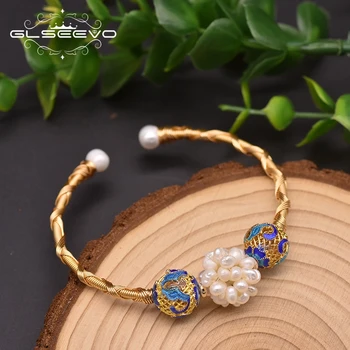 Glseevo Prírodné Perly Cloisonne Globular Náramok Žena, Osobné Kúzlo, Ručné Luxusné Módne Jemné Svadobné Šperky GB0932