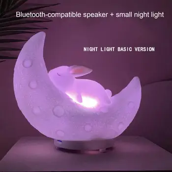 Králik Nočné Svetlo Nabíjateľná Viacerých Osvetlenie Farby Mesiac, Králik Nočné Svetlo technológie Bluetooth-kompatibilné Reproduktor Spálňa Dodávky