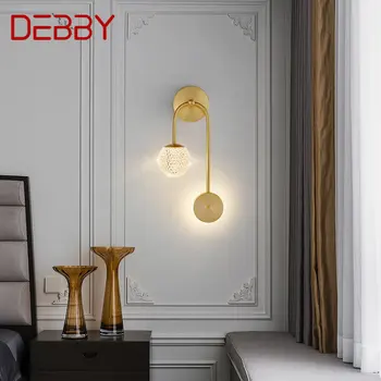 DEBBY Moderné Gold Brass Nočné Osvetlenie LED, 3 Farby Krásne Kreatívne Nástenné Svietidlo pre Domáce lôžková Izba Dekor