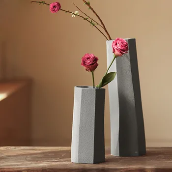 V japonskom štýle Zen ručné keramické kvet geometrického tvaru vázy, dekorácie stola jednoduché suché kreatívne kvetinové dekorácie