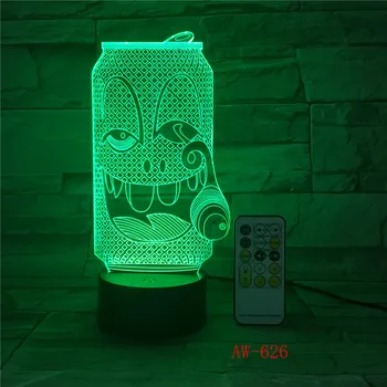 3D Lampa Plechovky Piva, Fľašu Červeného Vína Skla model Dotykového Snímača Farby USB Kábel luminaria Domov Bar Strany Tabuľka Dekor AW-626