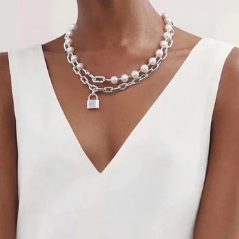 Obľúbené Šperky Pre Ženy Náhrdelník Pearl Dvojnásobok Vrstvy Z Nehrdzavejúcej Ocele Darček Zámok Darček K Narodeninám 2023 Nové Veľkoobchodné Vysokej Kvality