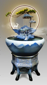 Jingdezhen Čínsky Keramické Rockery Vody Akvárium Ryby Fontána Feng Shui Obývacia Izba Office Poschodí Ozdoby