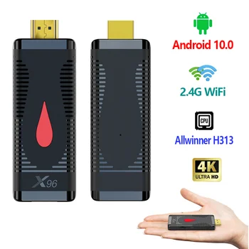 Allwinner H313 X96S400 Android 10.0 Smart TV Box 4K 2.4 G WiFi, Set Top Box Media Player H. 265 HEVC Mini TV Stick X96 S400