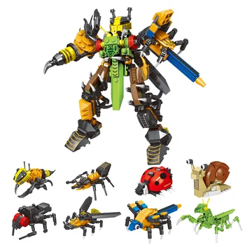 2023 Mesto Tvorivosti Zoo Zvieratá, Hmyz, 8-In-1 Bee Mravce Slimák Mantis Dragonfly Model Stavebné Kamene, Tehly Deti Hračky