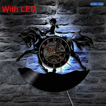 LED osvetlenie, Nočné Svetlo, Nástenné Svietidlo, Equestrianism Vinyl Nástenné Hodiny, v Pohode Domov Wall Art Decor
