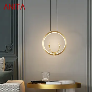ANITA Súčasného Medi Prívesok Osvetlenie LED, 3 Farby Mosadz Zlato Visí Lampa Luxusné Tvorivé Dekor pre Domáce Spálne