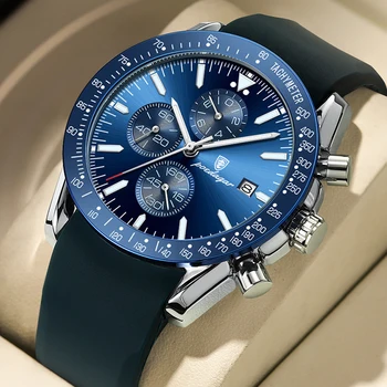 Poedagar Business Chronograf Svetelný Hodinky pre Mužov Luxusné Originálne Vodotesný Silikónový Muž náramkové hodinky Montre Homme 2023
