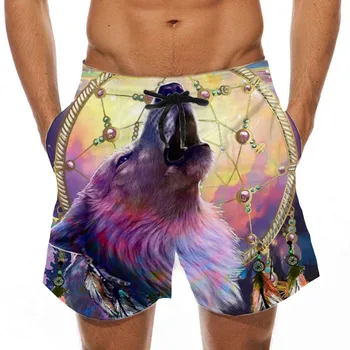 Muži T-shirt 3D Náčelníka a Vlk zvierat Nadrozmerné Pláži nohavice šortky Unisex viac veľkosť t shirt mužov oblečenie plavky