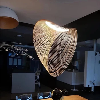 Moderné Led Drevený Luster Osvetlenie Art Decor Kreatívny Dizajnér Lampy Obývacia Izba Jedáleň Kuchyňa Bambusu Prívesok Svetlo