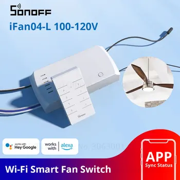 SONOFF iFan04-L WiFi Stropný Ventilátor A Svetlo Radič 100-120V eWeLink APP/ 433MHz RF Diaľkové Ovládanie Inteligentných Domov Funguje Alexa