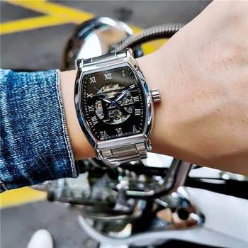Reloj Hombre Módne Luxusné pánske Hodinky Duté Automatické Mechanické Náramkové hodinky Barel v Tvare Hodiny Hodinky Relogios Masculino