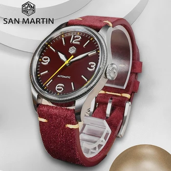 San Martin 2023 V2 Nové Retro Pilot Automatické Hodinky Pre Mužov AR Zafír, Mechanické Náramkové hodinky 100M Vodotesné Luxusné Hodinky Mužov