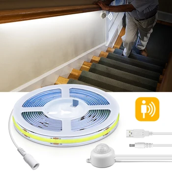Bezdrôtový PIR Senzor LED Svetlo Pod Skrinku USB 5V COB LED Pásy Svetla DIY pre Kuchyne, Šatníka, Spálne, Nočné Lampy, Dekor