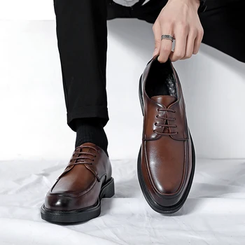 2023 Mužov Bežné Kožené Topánky Vintage Štýlový Coiffeur Topánky Muž Krajky-Up Pohodlné Oxfords Topánky Kožené pánske Mokasíny Topánky