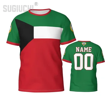 Vlastné Meno Počet Kuvajt Vlajka Znak 3D T-košele Pre Mužov, Ženy Tees dres tímu Oblečenie Futbal Futbal Fanúšikov Darček tričko