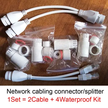 POE Splitter RJ45 2-v-1 sieťových káblov za konektor pre bezpečnostné kamery, nainštalovať POE splitter IEEE802.3AT/AF prenos štandardné