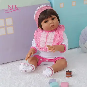 NPK 47 CM Tmavé Opálenie hnedej farby pleti bebe reborn bábiky baby dievča bábiku celého tela, mäkké silikónové realistické baby Kúpeľ hračka nepremokavé