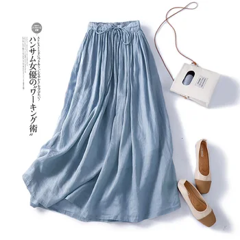 Kórejský Módne Skladaný Dlhé Sukne pre Ženy, Bavlna Letné Sukne Faldas Largas Para Mujer Moda 2023 Jupe Longue Femme
