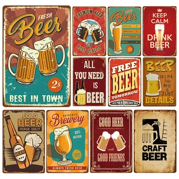 Remeslo Pivo Vintage Plagáty Kovové Platne Tin Znamení Retro Samolepky na Stenu Výzdoba pre Bar, Pub Club Muž Jaskyňa Garáž 20x30cm