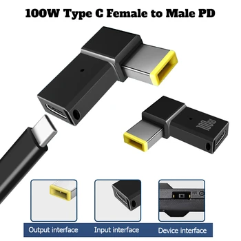 PD 100W, Typ C samíc DC Muž Adaptér USB C Prenosný Nabíjací Konvertor Rýchle Nabíjanie Konektor Konektor Pre Lenovo Thinkpad