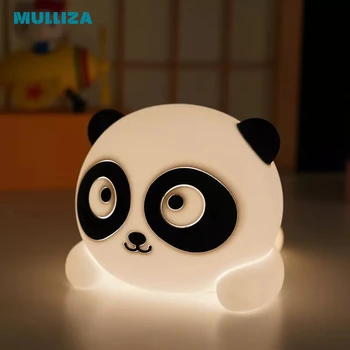 Roztomilá panda silikónové nočné svetlo kreatívny darček LED svetlo, USB nabíjanie teplé svetlo poklepal s spanie svetlo dieťa kŕmenie