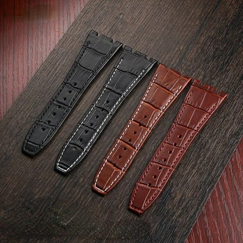 Vrchná vrstva Kože hodinky remienok pre AP Audemars15400 Royal Oak Offshore Série Muž 26mm Modrá, Čierna, Hnedá