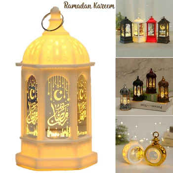 Islamský Moslimských Ramadánu Prenosné LED Palác Lucerna Prívesok Gurbang EID Mubarak Svetlo Ornament Ramadánu Kareem Dekorácie pre Domov