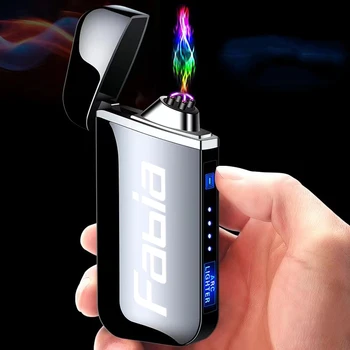 Kovové flameless elektrický zapaľovač LED displej dotykový dual-arc plazma USB zapaľovač PRE ŠKODA FABIA auto príslušenstvo