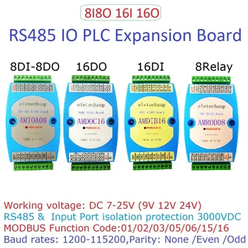 8DI-8DO 16DI 16DO RS485-Izolovaný Komunikácia MODBUS RTU PLC Expansion Board Digitálny Vstup & Výstup DC 9-24V Relé Modul
