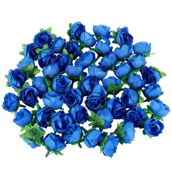50 umelé ruže 3 cm vysoký svadobné dekorácie námornícka modrá
