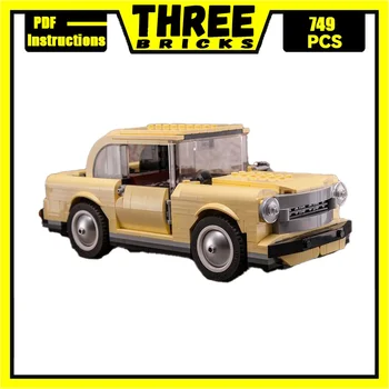 MOC stavebným Klasiky Žltá Vintage Kupé Modelu Auta Technológie Tehly DIY Montáž Vozidla Hračky, detské letné Dary