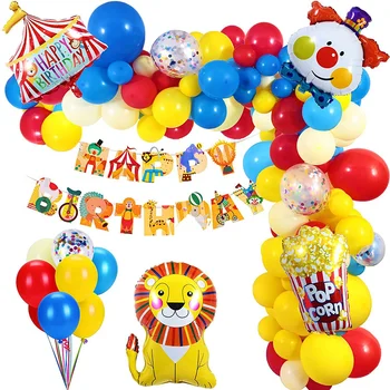 1set Karneval Cirkus Balón Arch Auta Žltá Červená Modrá Ballon Garland Hračka Dieťa Strany Prvé Narodeniny Dekorácie Hélium Vzduchu Globos