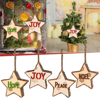 1pc Drevené Star Tvar Stromu Jeleň Snehuliaka, Vianočné Dekorácie, Prívesky, Ozdoby Na Vianočný Strom Home Party Deti Darček #50g