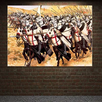 Rytier Templar, Aby Vlajka Crusader Bojovník Gobelín Vertikálny Banner Kovové Otvory Osadené Priechodkami Slobodomurárstva Mason Meč, Štít Na Stene Nálepku