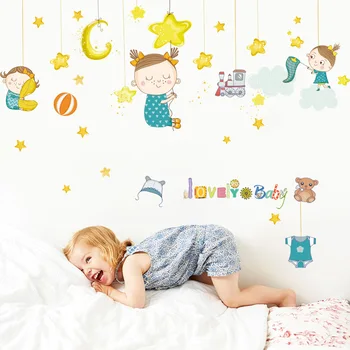 Starcatcher bábika deti kreatívne detinské teplé dekoratívne maľby vymeniteľné samolepiace reklamné nálepky na stenu