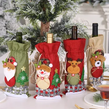 Vianočné Fľaša Vína Kryt Veselé Vianoce Dekor Dovolenku Santa Claus Fľaša Šampanského Kryt Vianočné Dekorácie Pre Domov