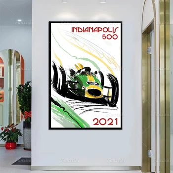 Indianapolis 500 F1 Vintage Poster Abstract Wall Art Plátno Na Maľovanie Hd Tlač Modulárny Obrázky Pre Obývacia Izba Domova