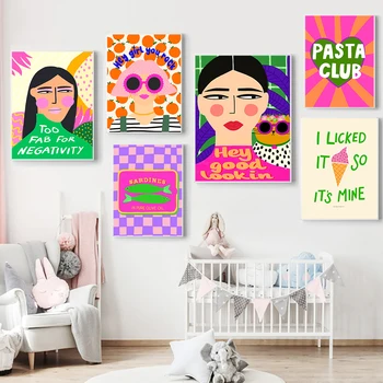 Dievčenskú Pozitívne Citát Tlač Plátno Na Maľovanie Ice Cream Sardinky Cestoviny Klub Plagát Pekné Darčeky Wall Art Obraz Spálňa Decor