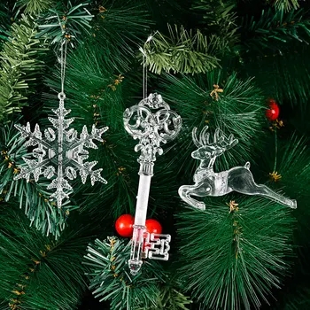 Vianočná Vločka Drop Ornament Akryl Cencúľ Vianočné Závesné Crystal Snowflake Dekorácie na Vianočný Stromček Nový Rok Party