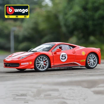 Bburago 1:24 Ferrari 458 Challenge Zliatiny Športové Auto Model Diecast Kovové Pretekárske Auto Vozidiel Model High Simulácia Deti Hračky Darček