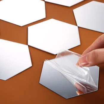 12Pcs 3D Zrkadlo na Stenu-Nálepky Hexagon Geometrické Vinyl DIY Samolepiace Umenie Stick Vymeniteľné Odtlačkový pre Domáce Obývacia Izba Dekor EL