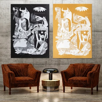 Guernica, Camel Remix // - Pablo Picasso tlač - Cubist umenie - Geometrické & abstraktné ilustračného plagátu objavia - Original Art