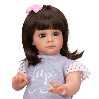 NPK 60 CM Maggie Vysokej Kvality Darček pre Deti Bebe Reborn Bábiky Batoľa Dievča s hnedé vlasy Plyšová Malé Dievča Bábiku