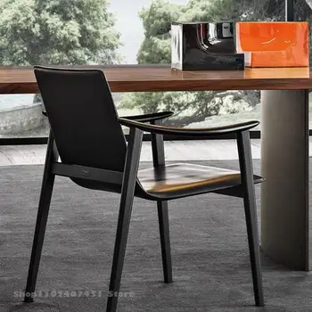 Moderné Svetlo Luxusné Minimalistický Dizajnér Nové Villa Reštaurácia Model Izba Talianskej Kože Jedálenské Stoličky