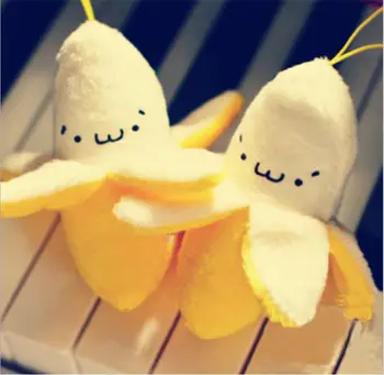 8CM Dieťa Super Roztomilé Plyšové Hračky Ošúpaný Banán Bábika Kawaii Plnené Bábika Mini KeyHook Prívesok Mobilný Telefón Prívesok