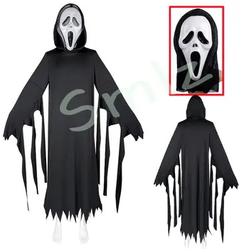 Scream Cosplay Župan S Kapucňou Maska Halloween Zombie Horor Smrti Svätého, Kostým, Maska Pre Dospelých Dieťa Maškarný Party Šaty, Plášť Nastaviť